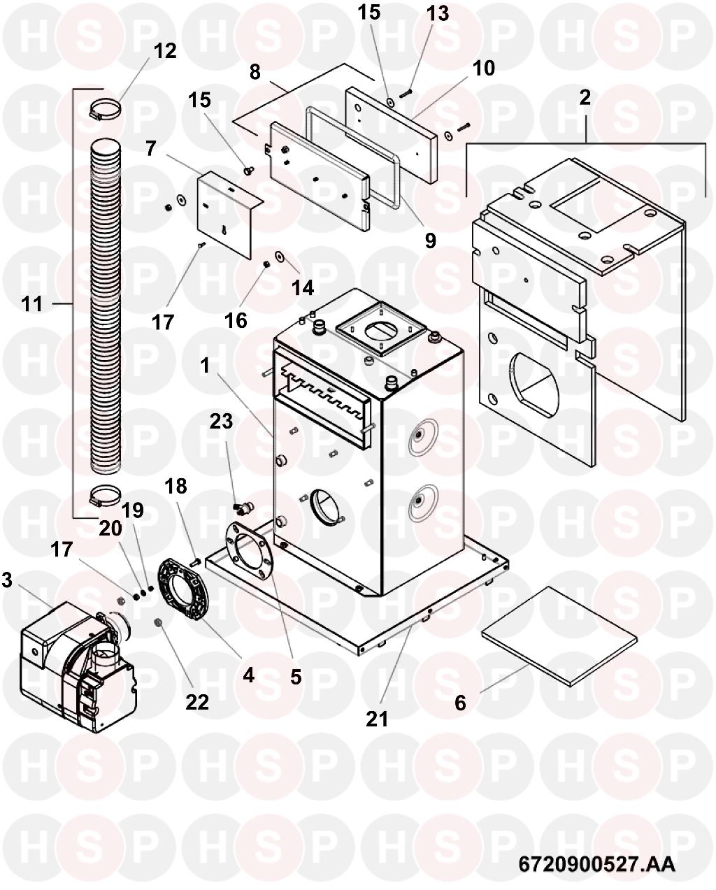 Worcester Camray 5 Combi 70 7716110014 (Heat Exchanger)Diagram